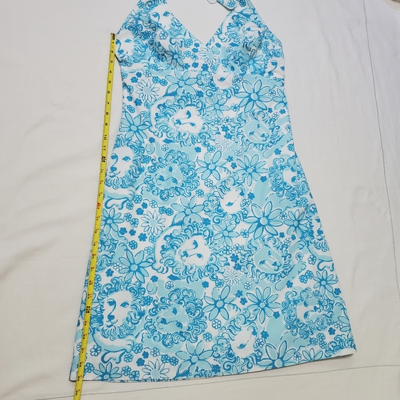 Lilly Pulitzer Halter Top Dress Blue Lion Print White Label - Picture 7 of 7